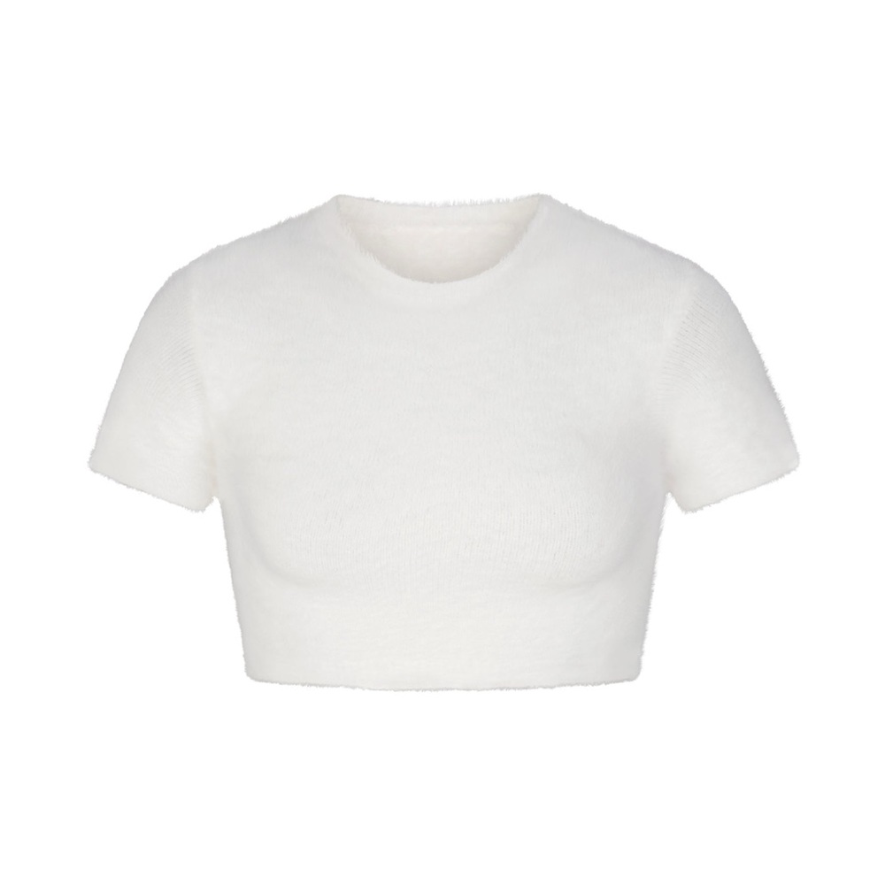 Skims fuzzy knit crop top